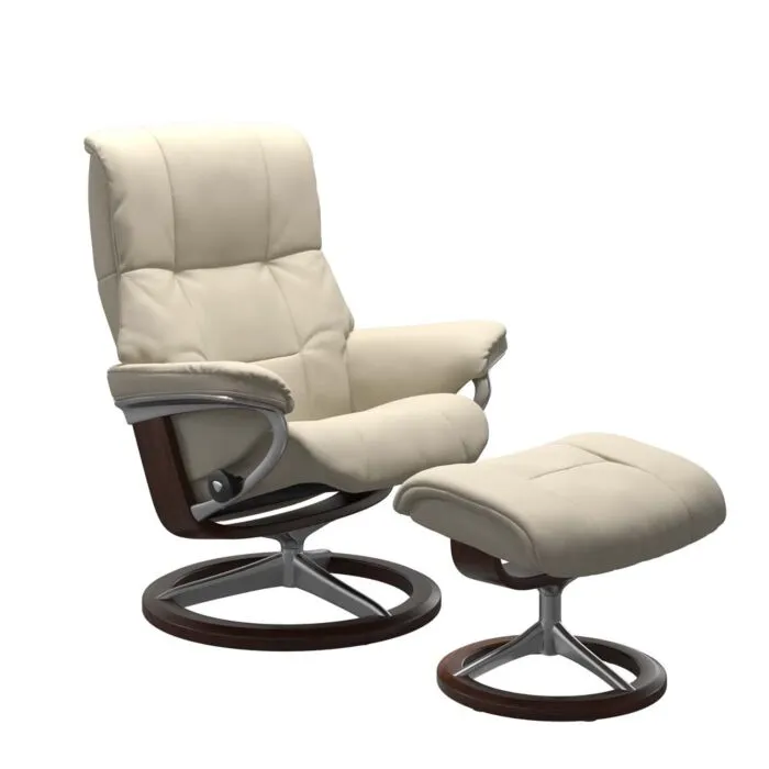 Stressless Mayfair M Signature chroom relaxfauteuil met hocker-Batick Cream-Bruin Must-Have