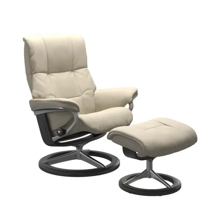 Stressless Mayfair M Signature chroom relaxfauteuil met hocker-Batick Cream-Grijs Merkproduct