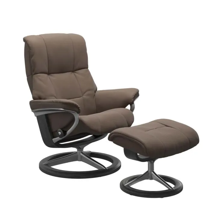 Stressless Mayfair M Signature chroom relaxfauteuil met hocker-Batick Mole-Grijs Rechtstreeks Van De Fabrikant