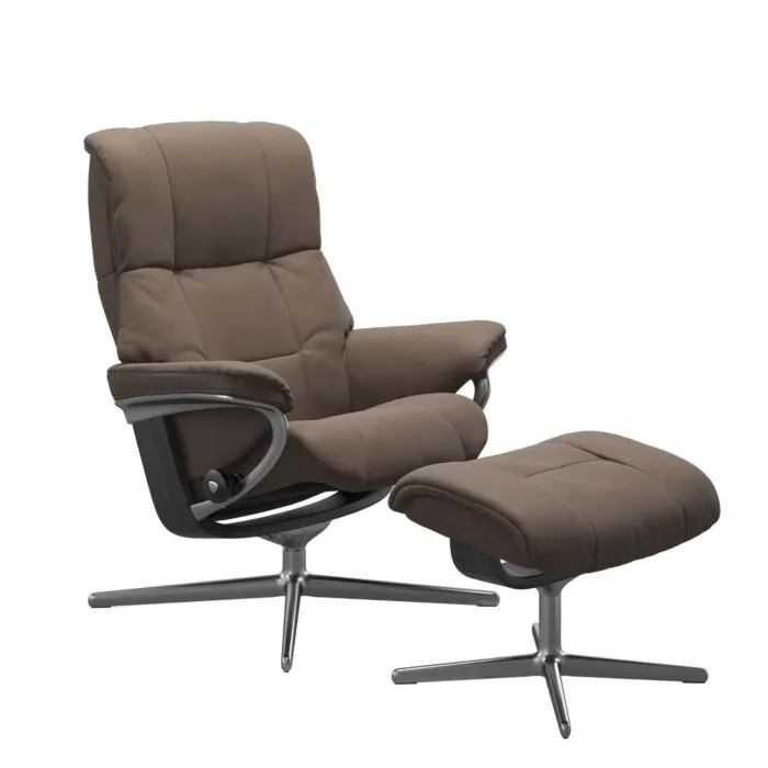 Voordeelprijs Stressless Mayfair M Cross chroom relaxfauteuil met hocker-Batick Mole-Grijs