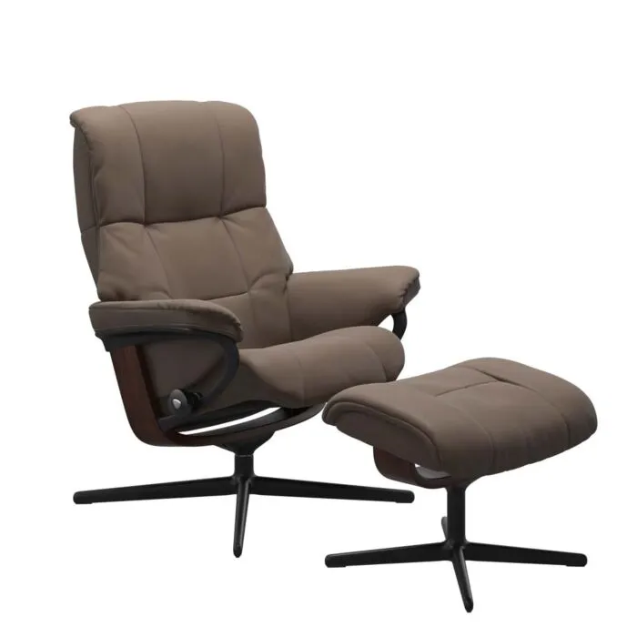 Shop Nu Stressless Mayfair M Cross zwart relaxfauteuil met hocker-Batick Mole-Bruin
