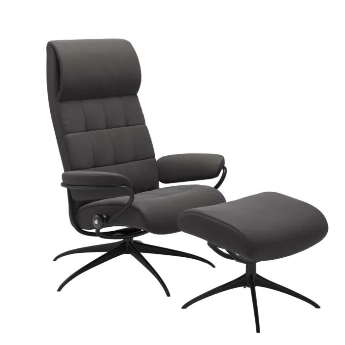 Fabrieksprijs Stressless London M High Back Star relaxfauteuil+hocker-Paloma Rock-Mat Zwart