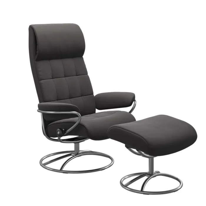 Stressless London M High Back Original relaxfauteuil+hocker-Paloma Rock-Chroom Rechtstreeks Van De Fabrikant