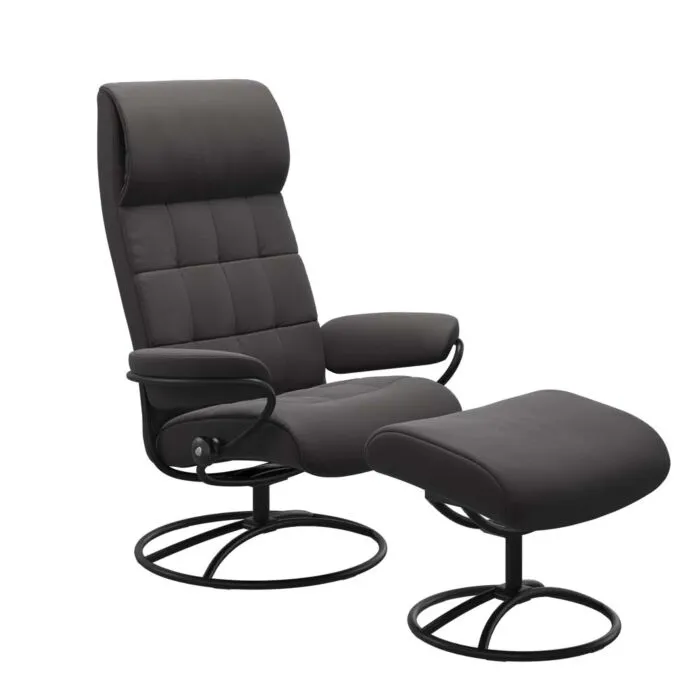 Stressless London M High Back Original relaxfauteuil+hocker-Paloma Rock-Mat Zwart Populair
