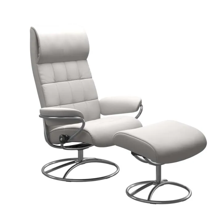 Bestel Nu Stressless London M High Back Original relaxfauteuil+hocker-Batick Snow-Chroom