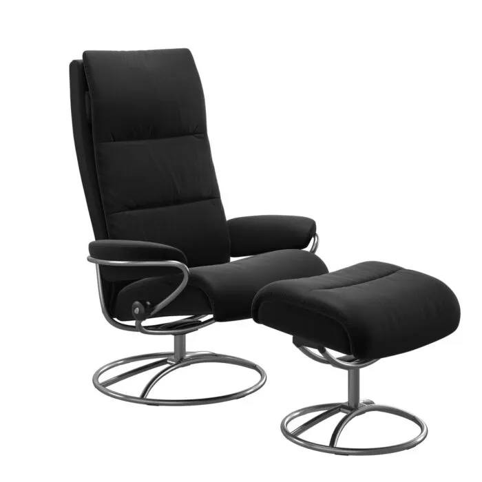 Stressless Tokyo M High Back Original relaxfauteuil met hocker-Paloma Black-Chroom Speciale Aanbieding