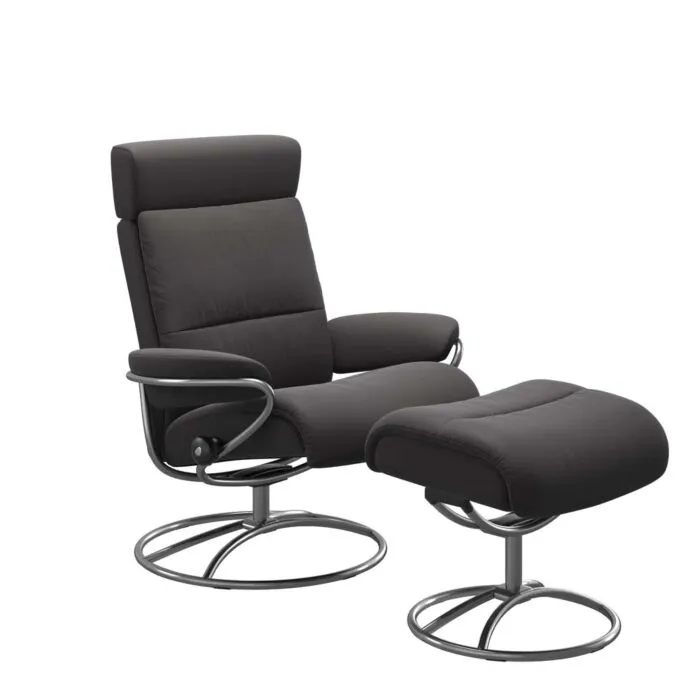 Express Levering Stressless Tokyo M Low Back Original met hoofdsteunen relaxfauteuil met hocker-Paloma Rock-Chroom