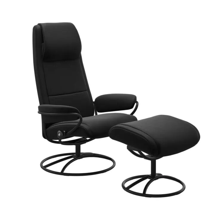 Stressless Paris M High Back Original relaxfauteuil met hocker-Paloma Black-Mat Zwart Veilige Betaling
