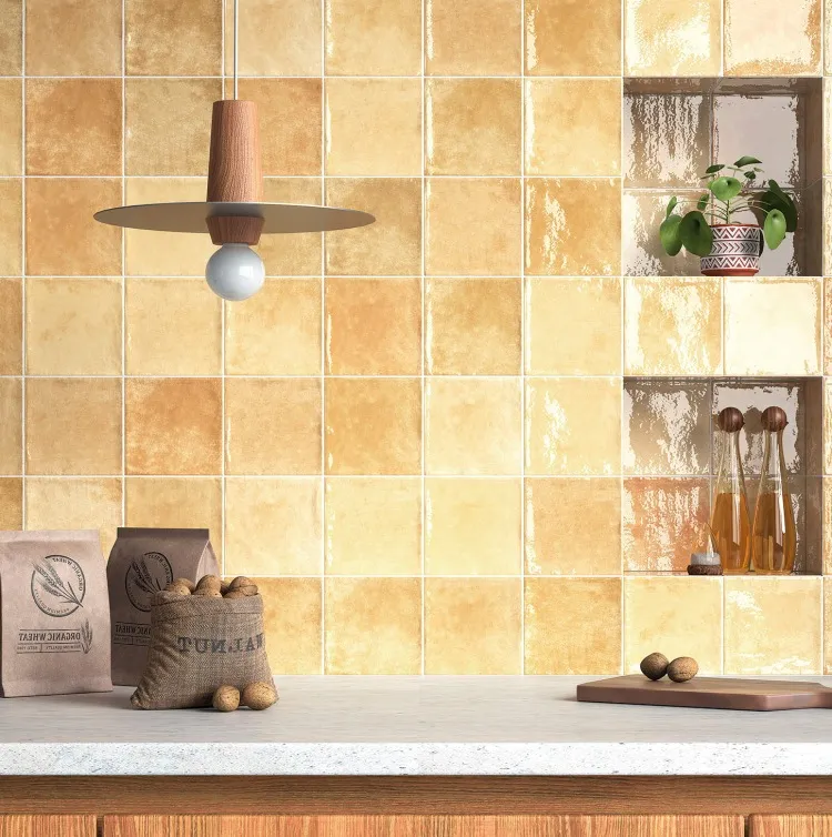 Aanbieding Dublin okergele mix glanzende 12x12 cm wandtegel per 0,55m2