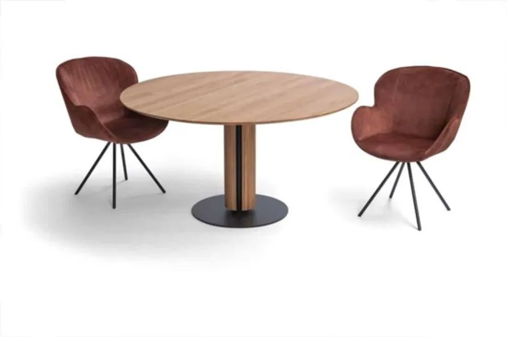 Bree's New World Steely rond eetkamertafel-∅ 130 cm-Eiken/Eiken massief Hete Deal