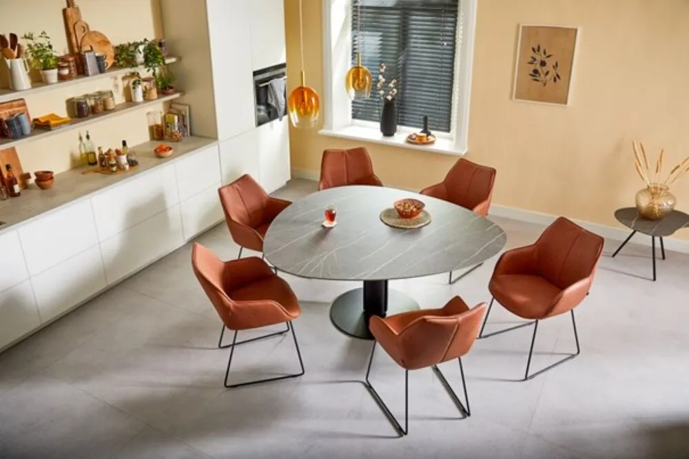 Lage Prijs Bree's New World Steely XL eetkamertafel-HPLkèr/Pulpis-168,5x150 cm