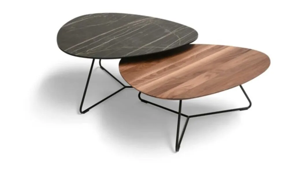 Gereduceerde Prijs Bree's New World Twinny salontafelset-Ceramistone/Noirdesire/Massief noten
