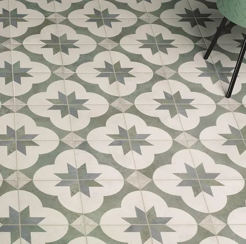 Merkproduct glanzende vloertegel decor groen 22,5 x22,5 cm per m2