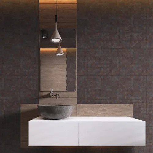 Korting Glasmozaïek Brazil STONE mat bruin gemeleerd 5 x 5 cm op matje per 0,49 m2