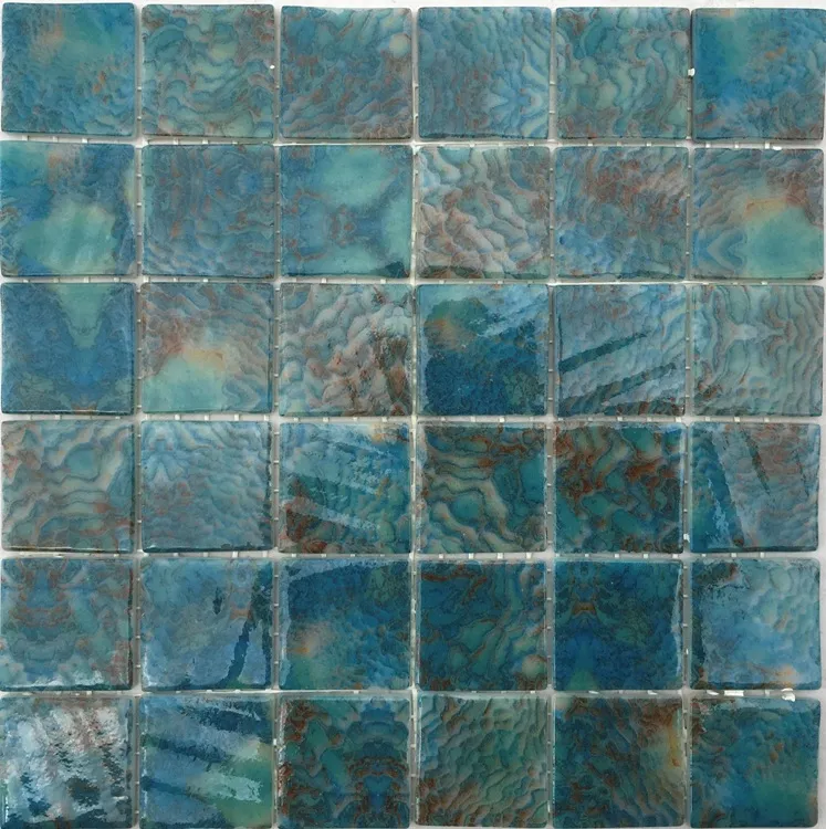 Glasmozaïek levendig aqua met groentint 5 x 5 cm op matje per m2 Betrouwbaar