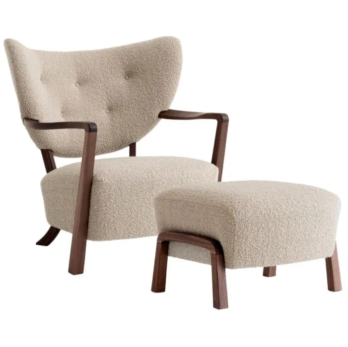 &tradition Wulff fauteuil + poef oiled walnut-Karakorum 003 Superprijs