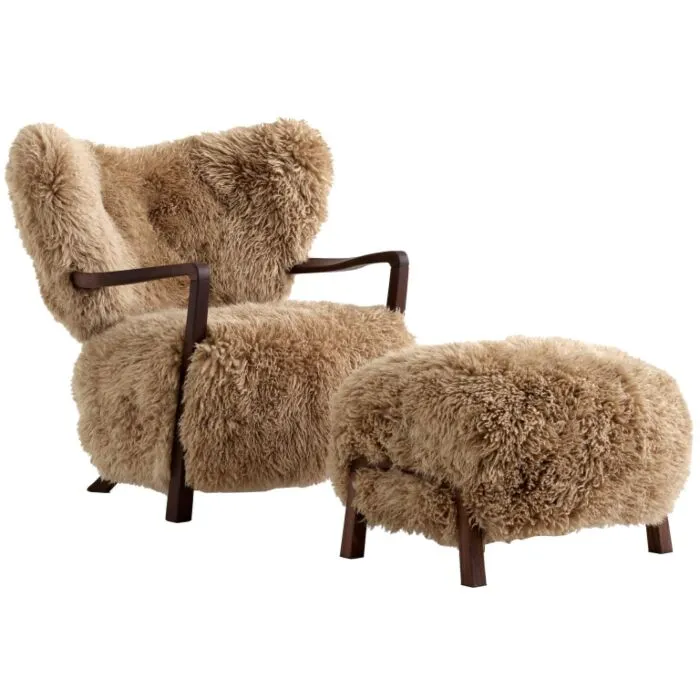 Seizoensaanbieding &tradition Wulff fauteuil + poef oiled walnut-Honey