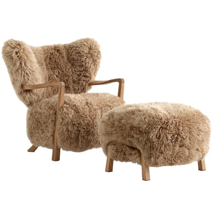 Bestseller &tradition Wulff fauteuil + poef oiled oak-Honey