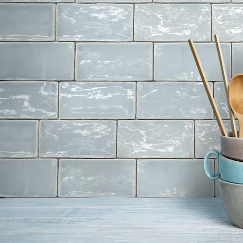 Half tile Handmade light blue 7,5 x 15 cm per m2 Gereduceerde Prijs