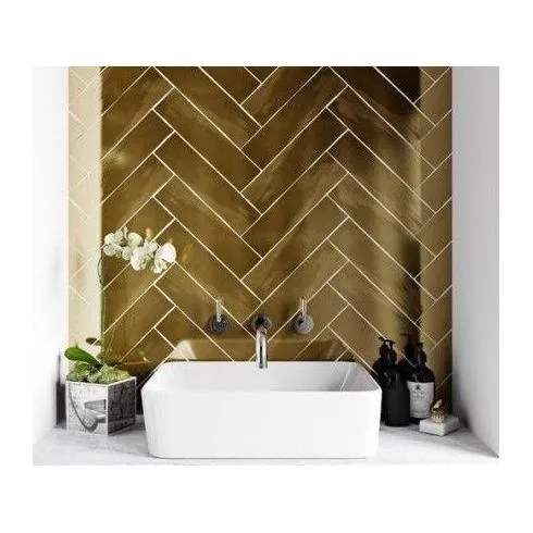 Populair Half tile Metallic gold 7,5 x 30 cm per m2