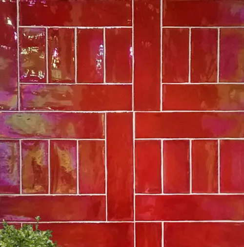 Dagaanbieding Half tile metallic pearl red 7,5 x 30 cm visgraat per m2