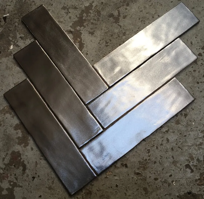Meest Verkocht Half tile metallic silver 7,5 x 30 cm visgraat per 0,5 m2