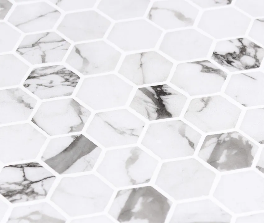 Fabrieksprijs hexagon antislip marmerlook mozaïek 2,7 x 3 cm op matje per m2