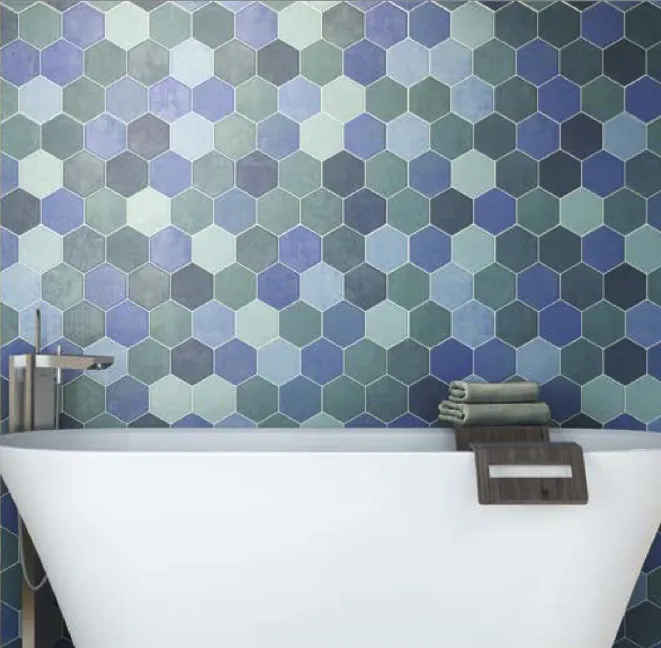 Hexagon blauw indigo turquoise groen mat gemêleerd 10 x10 op tegel 26,5 x 51 cm per m2 Goedkoop