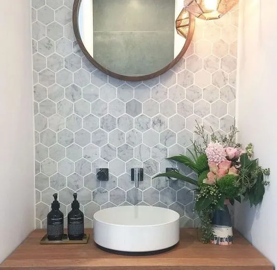 Hete Deal Hexagon carrara lichtgrijs wit marmer met grijze aders wand - & vloertegel 10 x 10 cm per 0,70 m2