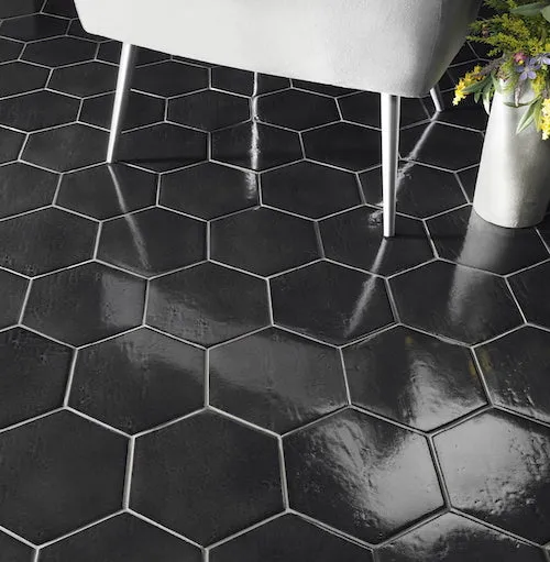 Korting Hexagon glanzend antraciet wandtegel 18 x 20,5 cm per m2