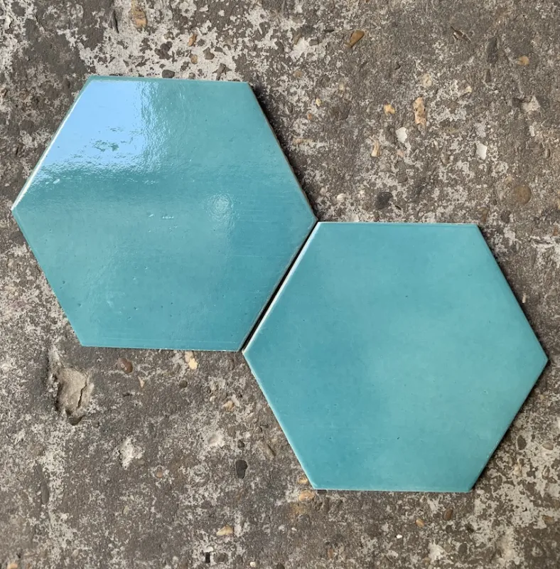 Hexagon glanzend turquoise wandtegel 18 x 20,5 cm per m2 Speciale Aanbieding