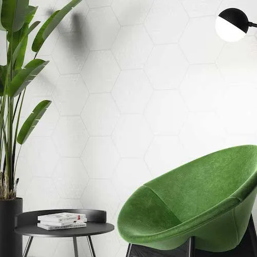 Hexagon mat wit Opal vloertegel 28,5 x 33 cm per m2 Weekendaanbieding