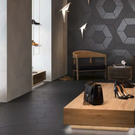 Voordeelprijs Hexagon mat zwart Opal vloertegel 28,5 x 33 cm per m2
