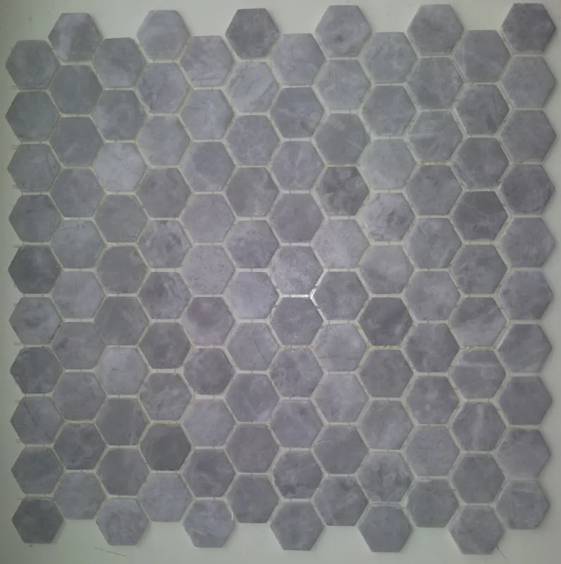 hexagon matte zilvergrijze marmerlook mozaïek 2,7 x 3 cm op matje per m2 Lage Prijs