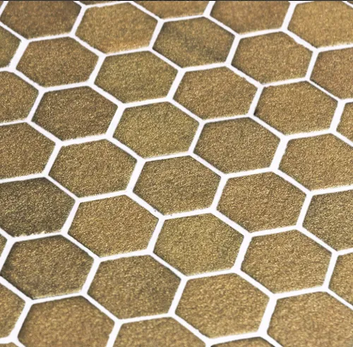 hexagon metallic goudkleurig mat satijnglans mozaiek 2,7 x 3 cm per 0,53 m2 Shop Nu