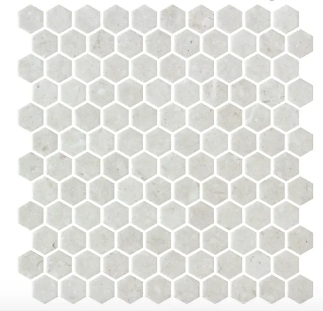 Goedkoop hexagon normatech antislip limestone ivory mozaïek 2,7 x 3 cm op matje per 0,53 m2