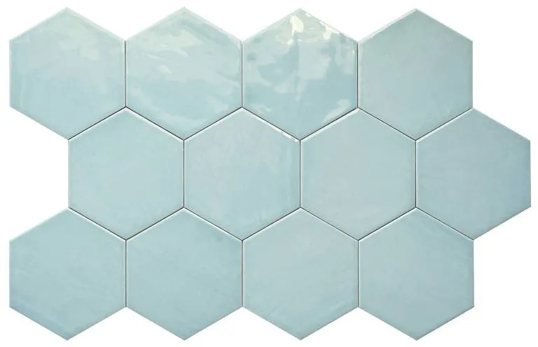 Laatste Kans Hexagon Suez glanzende aqua tegel 14 x 16 cm vloer- en wandtegel per 0,44m2