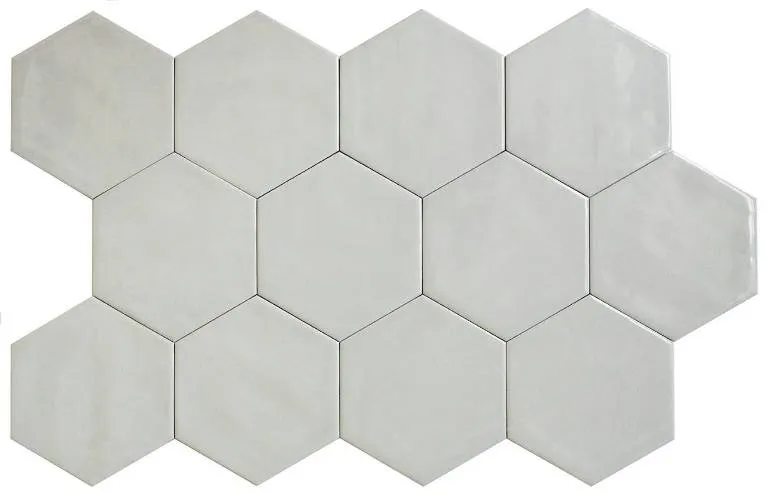 Hexagon Suez glanzende lichtgrijze tegel 14 x 16 cm vloer- en wandtegel per 0,44m2 Lage Kosten