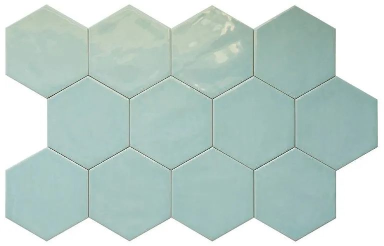 Hexagon Suez glanzende mintgroene tegel 14 x 16 cm vloer- en wandtegel per 0,44m2 Bestseller