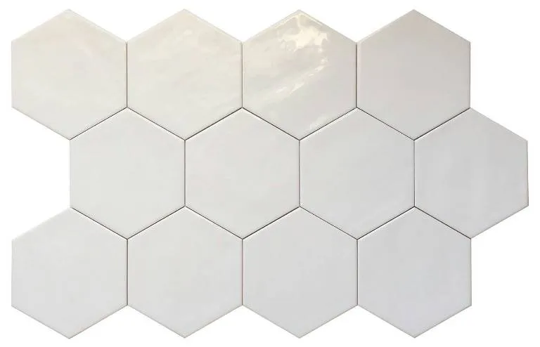 Hexagon Suez glanzende witte tegel 14 x 16 cm vloer- en wandtegel per 0,44m2 Aanbieding