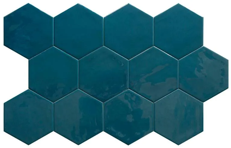 Hexagon Suez glanzende zeeblauwe tegel 14 x 16 cm vloer- en wandtegel per 0,44m2 Snelle Levering