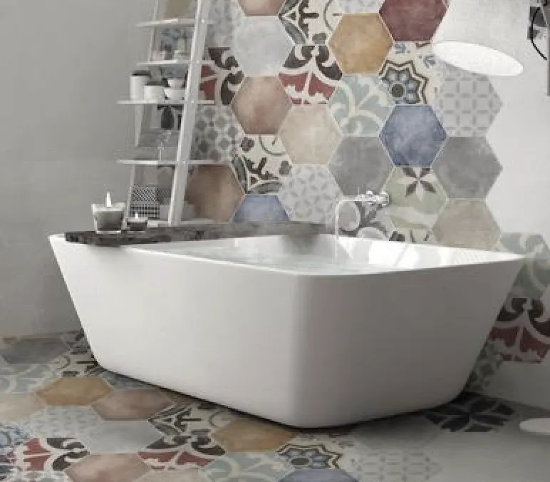 Hexagon White mat Mexican keramisch wand- en vloertegel 23 x 27 cm per 0,75 m2 Seizoensaanbieding