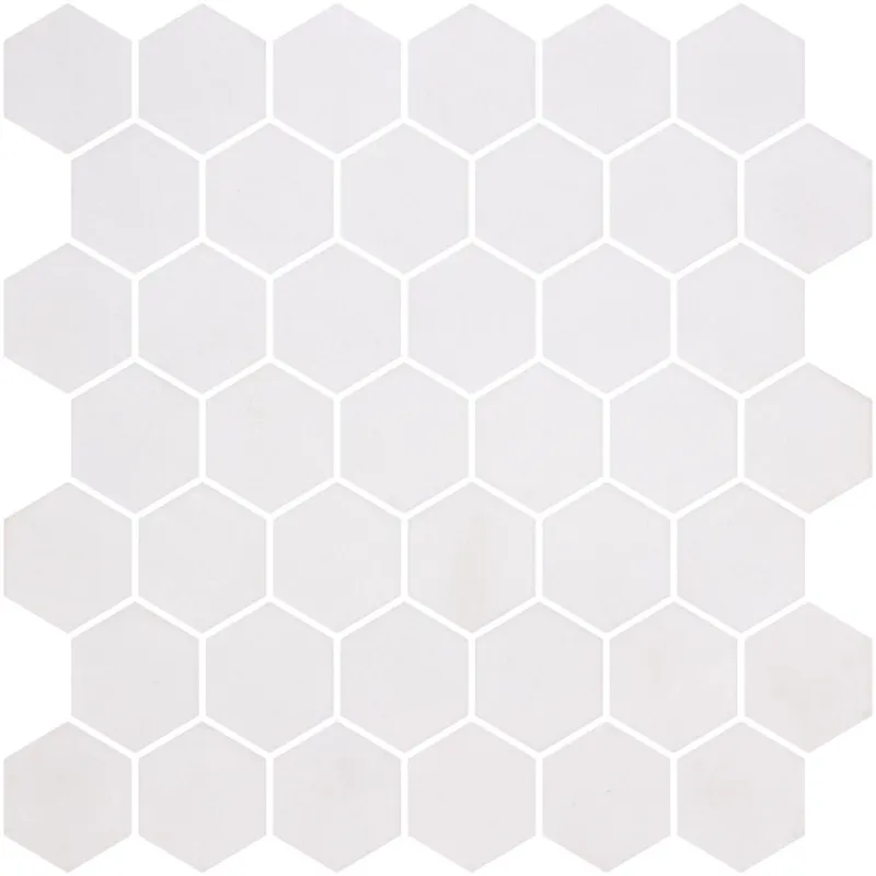 Veilige Betaling Hexagon XL glasmozaiek antislip wit mat 5 x 5 cm op matje per 0,49 m2