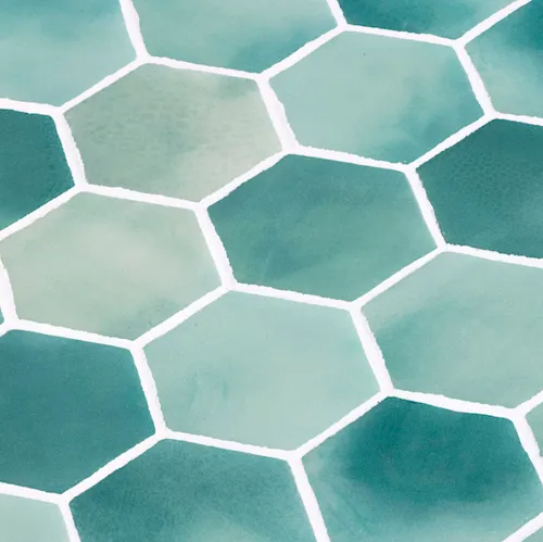 Weekendaanbieding Hexagon XL glasmozaiek Caroline mat 5 x 5 cm op matje per 0,49 m2