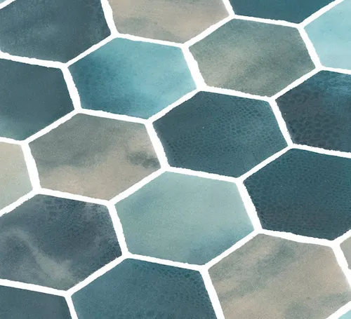 Goedkoop Hexagon XL glasmozaiek Yolanda mat 5 x 5 cm op matje per 0,49 m2