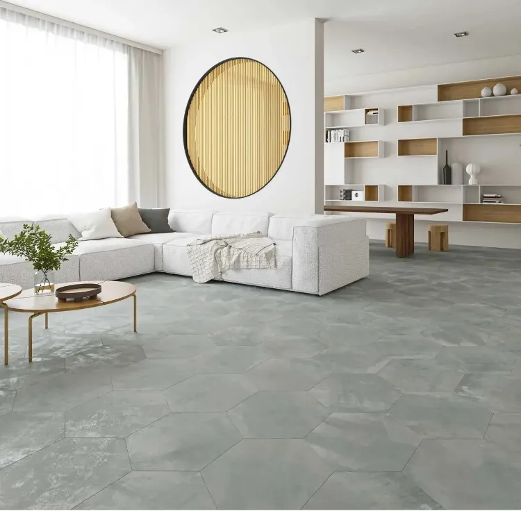 Hexagon XXL staal groene wand- en vloertegel 48,5 x 56 cm per 1,2 m2 Flitsaanbieding