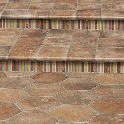 Hexagon XXL terracotta look rood mat antislip wand- en vloertegel 36 x 41,5 cm per m2 Beperkt Aanbod