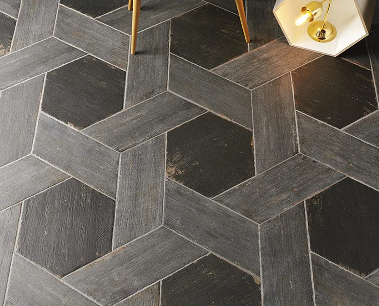 Hexagon XXL zwart vintage mat antislip wand- en vloertegel 36 x 41,5 cm per m2 Betaalbaar