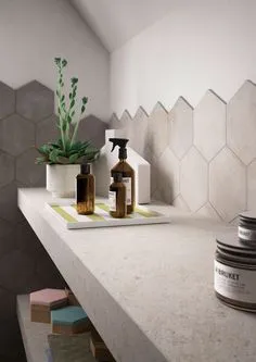 Hexagonaal Rewind beige uni tegel 18,2 x 21 cm per m2 Premium