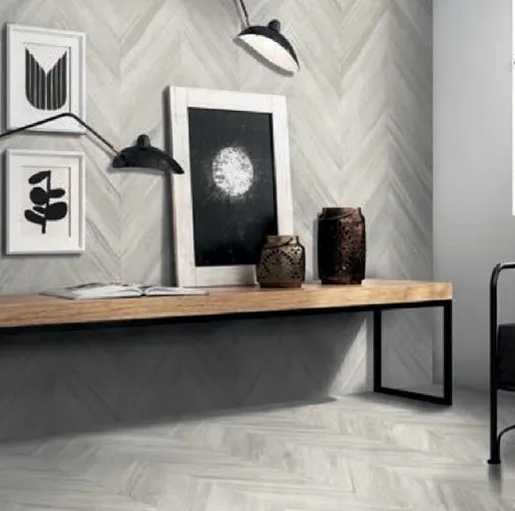 Must-Have Houtlook chevron tegel grijs 59,5 x 119,2 cm per 1,42 m2